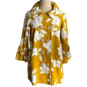 Anthropologie Elevenses 6 Coat Yellow Floral Velvet
Jacket Peter Pan Col…